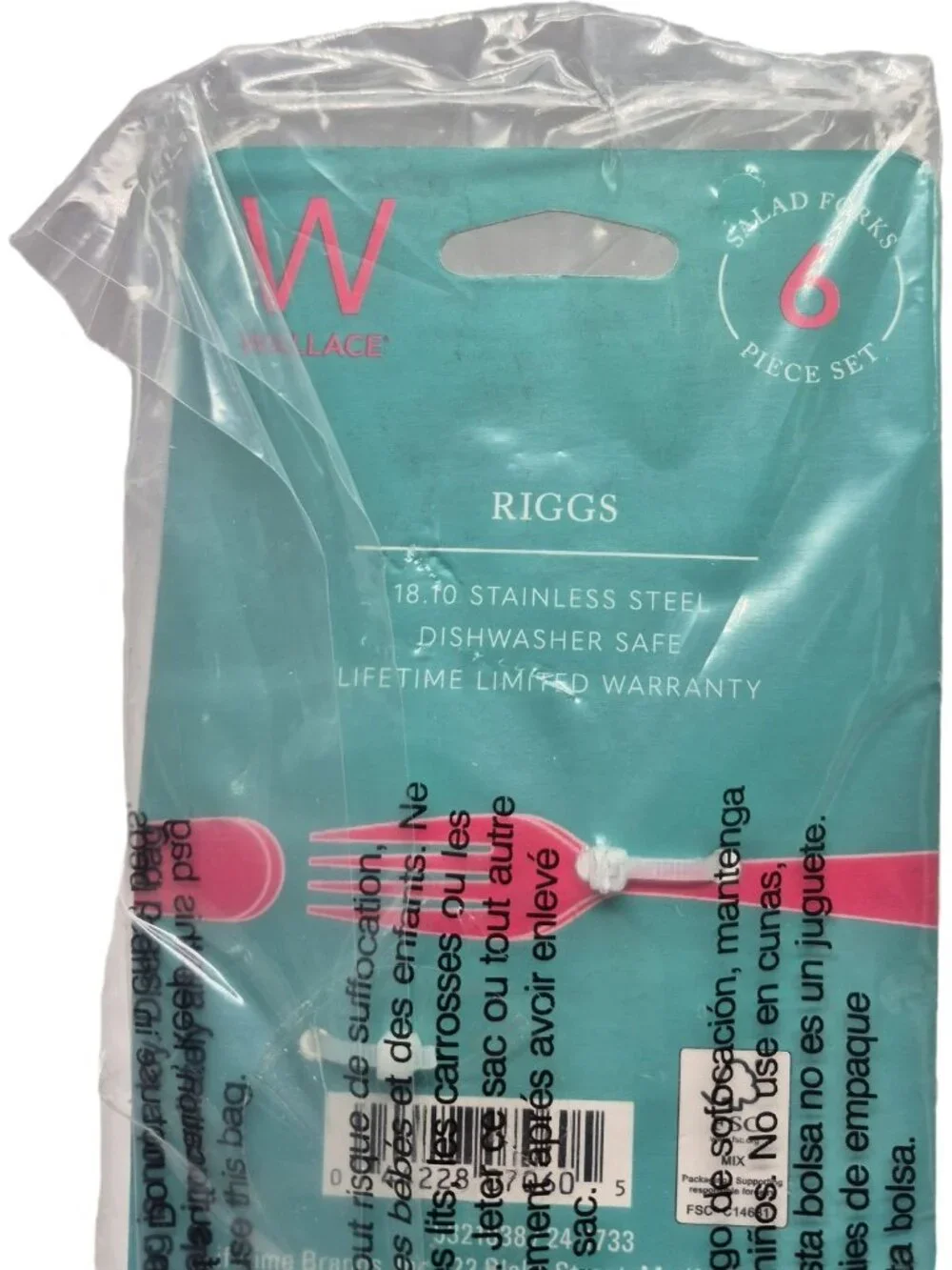 Wallace Riggs Salad Forks 6-Piece Silverware Set Dishwasher Safe 18/10 Stainless